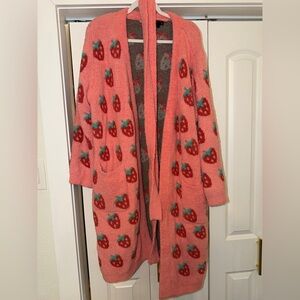 Strawberry Patterned Pink Robe